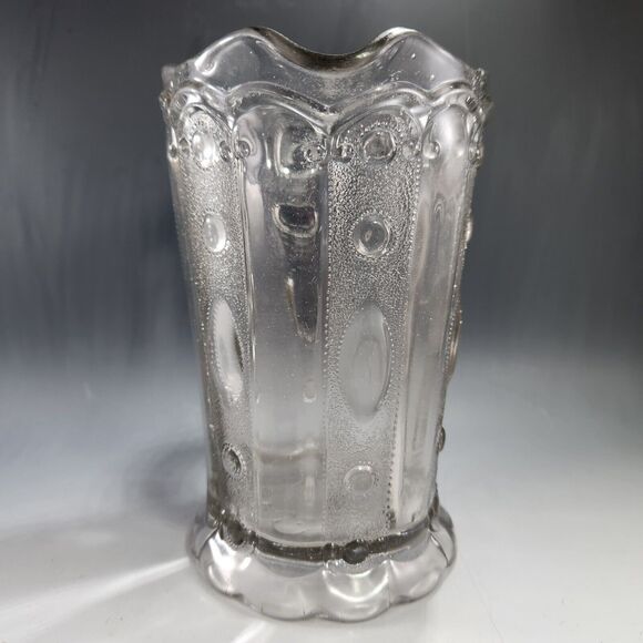 Antique US Glass EAPG Pitcher Kansas Pattern Jewel & Dewdrop 1901 Vase As FOUND - Picture 3 of 10